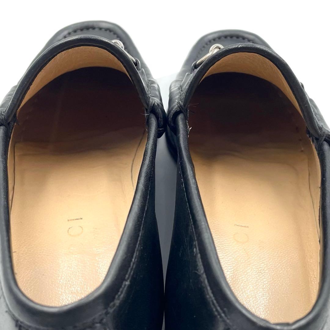 《超美品》グッチ ホース ビット ローファー シルバー金具 黒系 34 1/2