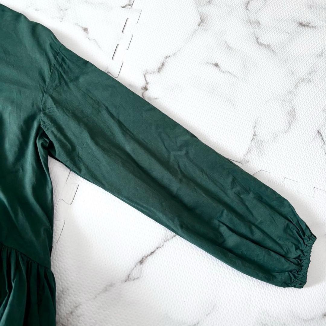 BEARDSLEY ビアズリー　ギャザーワンピース　ダークグリーン　洗える　長袖