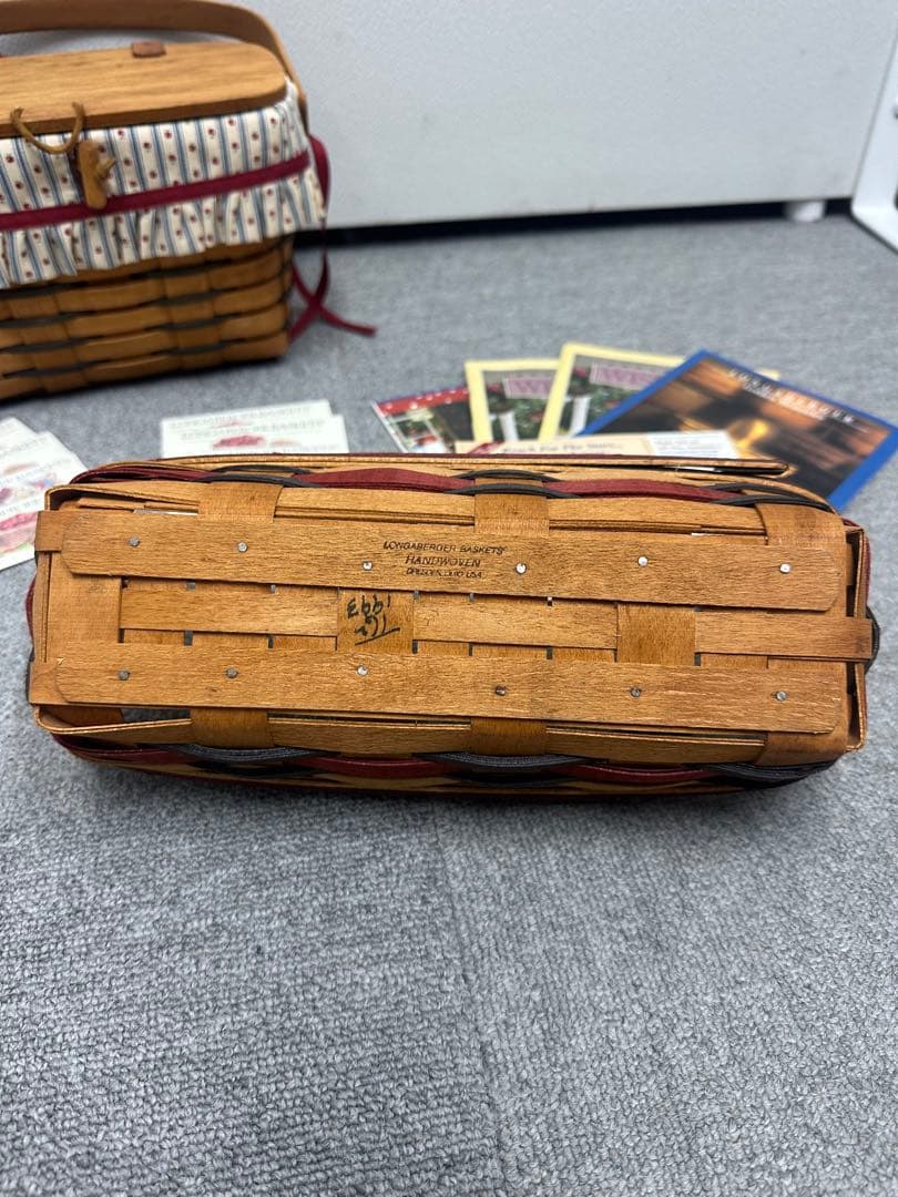 ロンガバーガー　Longabergerアメリカ製 ストライプ柄バスケット 2点