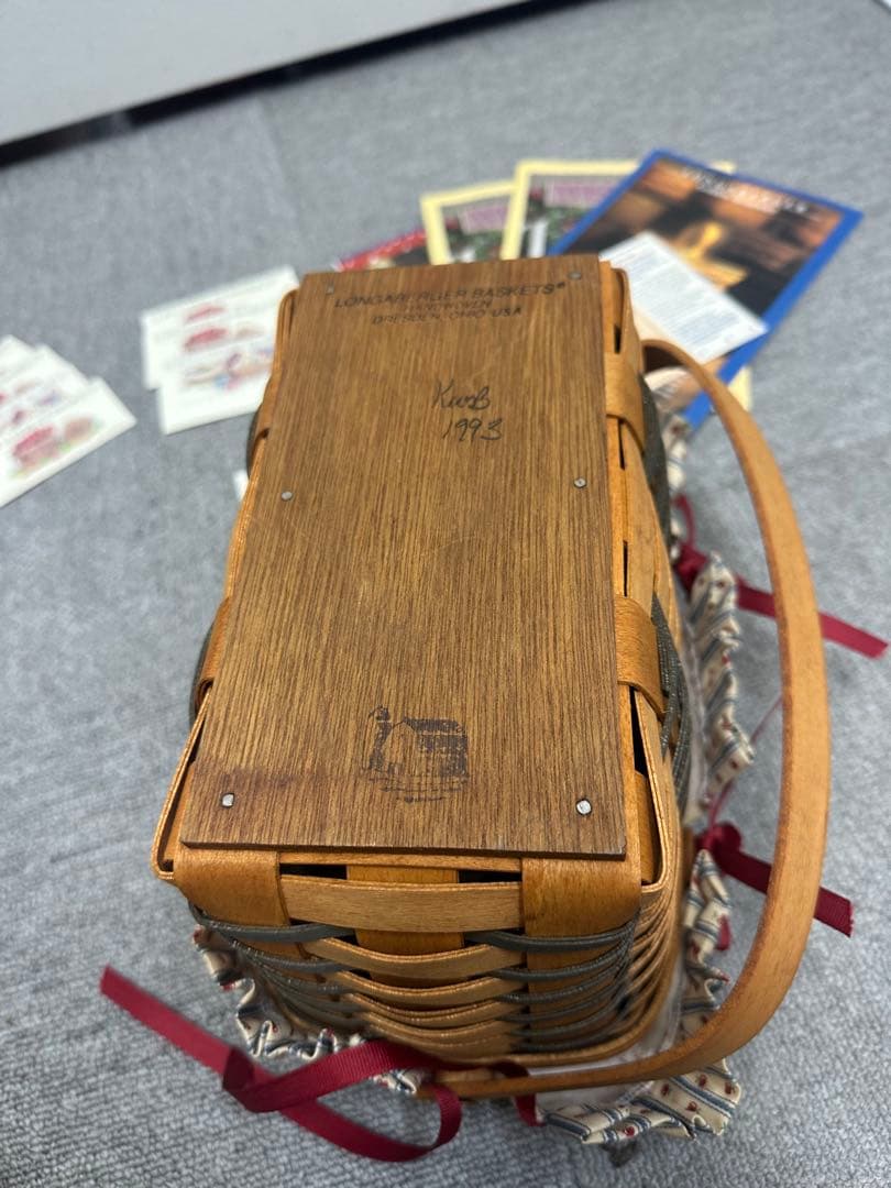 ロンガバーガー　Longabergerアメリカ製 ストライプ柄バスケット 2点