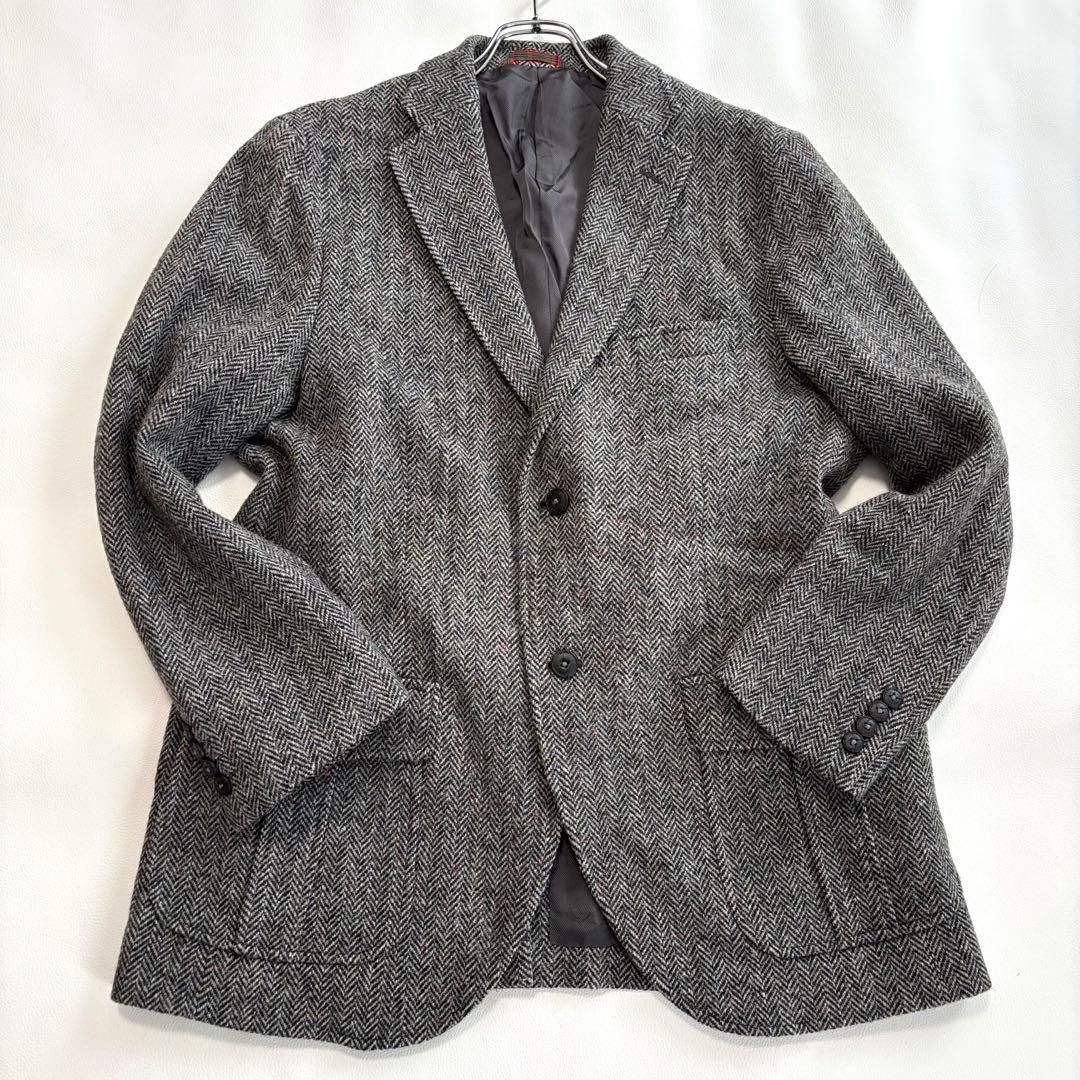 美品 ハリスツイード スタンリーブラッカー XL ミックス くるみ ジャケット