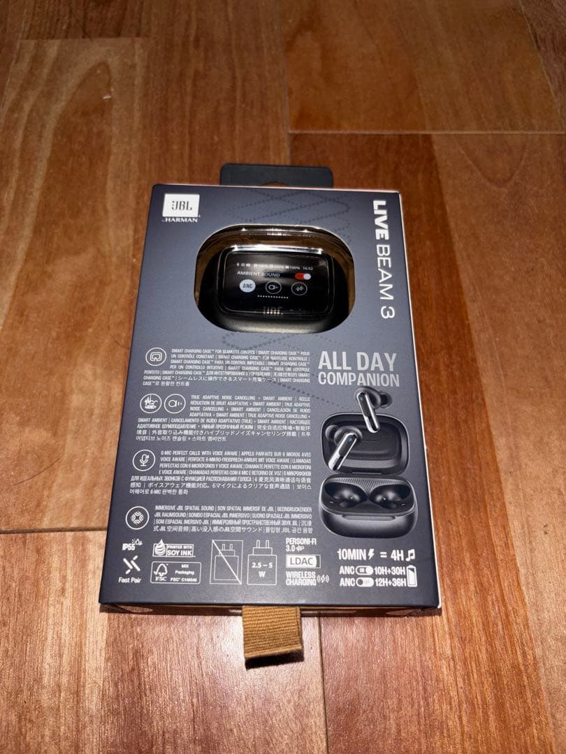 【値下げ】JBL LIVE BEAM 3 ワイヤレスイヤホン※液晶に赤いスジ有り