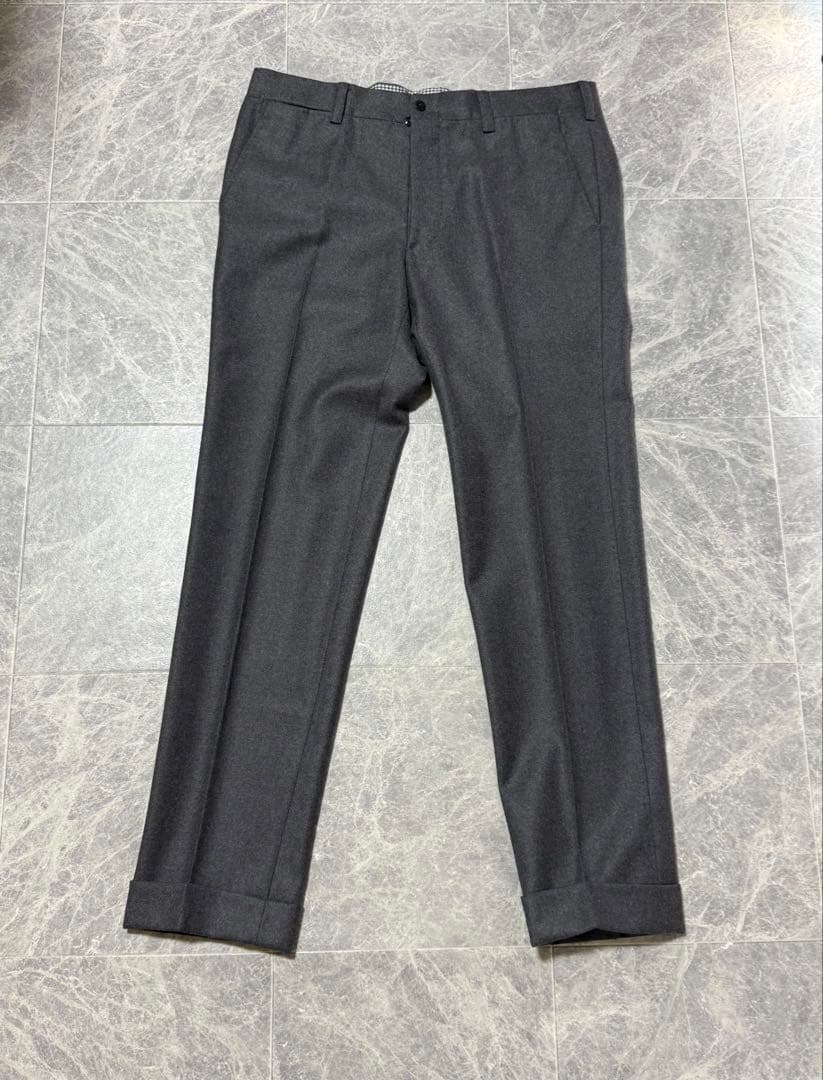 AMBROSI アンブロージ ウール スラックス パンツ チャコールグレー XL