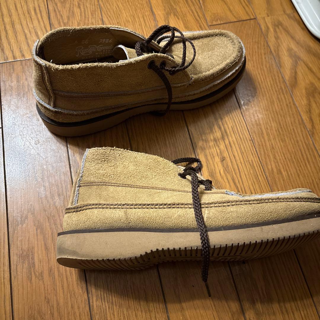 ラッセルモカシン　Vibramソール ベージュ モカシン・デッキシューズ