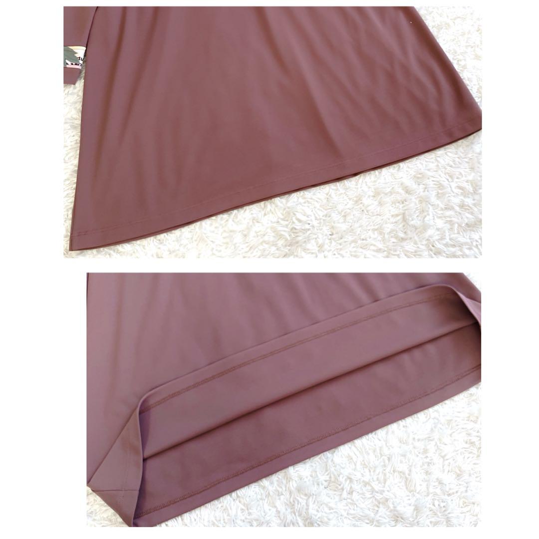 美品✨近年 レオナール カットソー チュニック トリム 花 小豆色 40 L