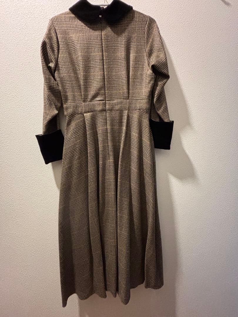 【foufou】グレンチェックラウンドカラーワンピース