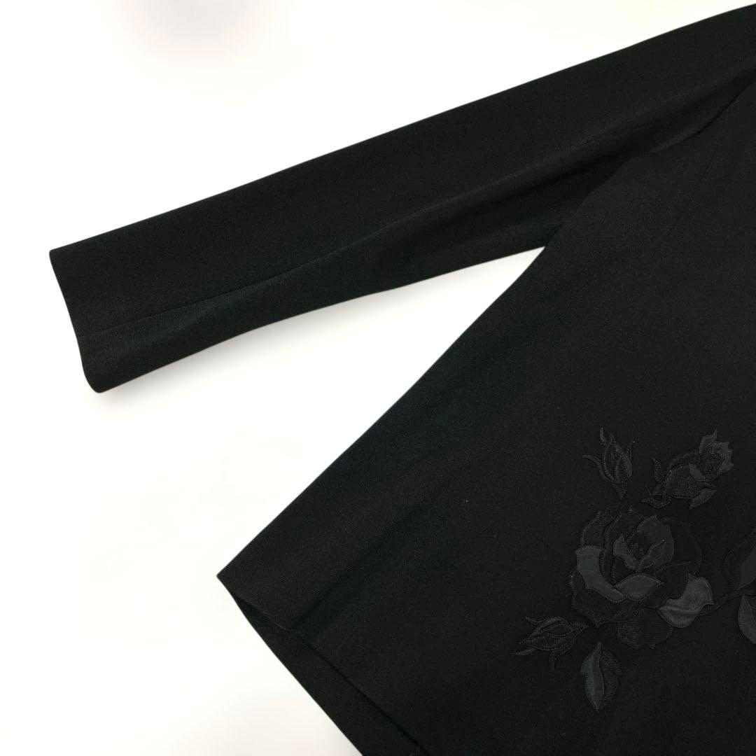 《Ms.REIKO》レディースジャケット　ブラック　襟フリル風　9号