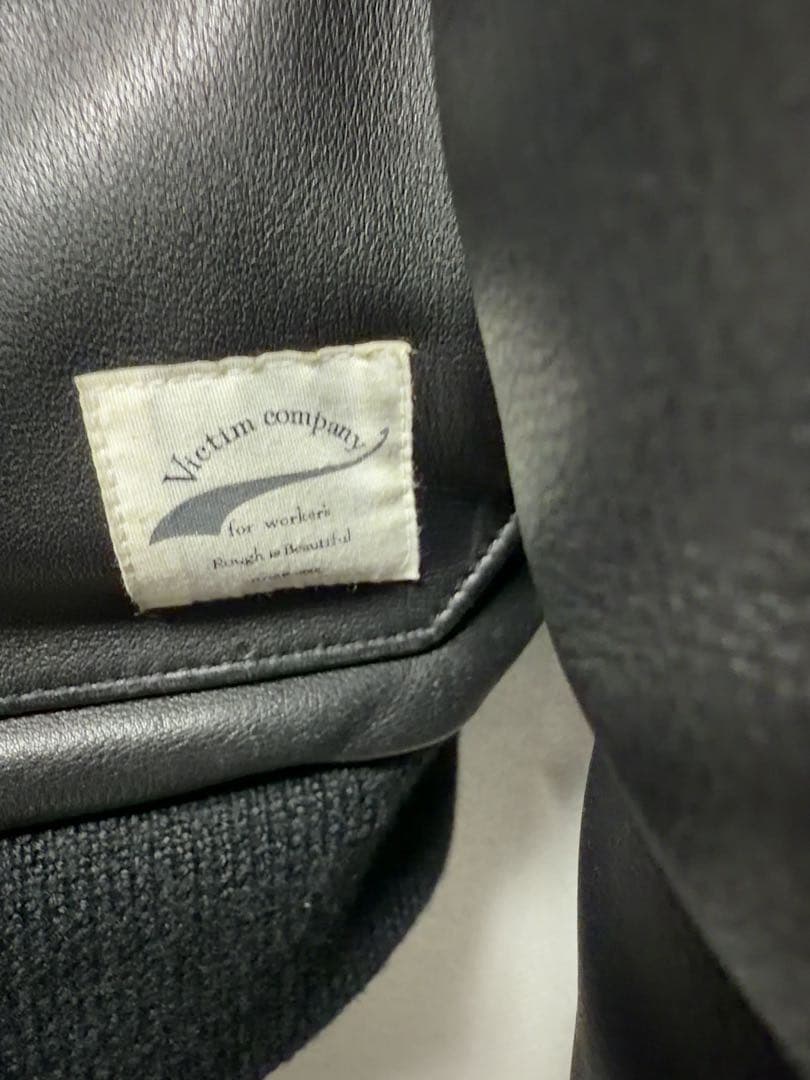 VICTIM レザー ダウンジャケット L ブラック