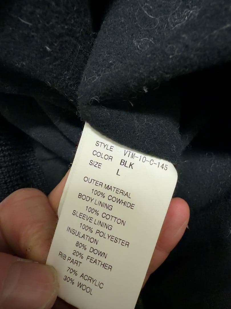 VICTIM レザー ダウンジャケット L ブラック