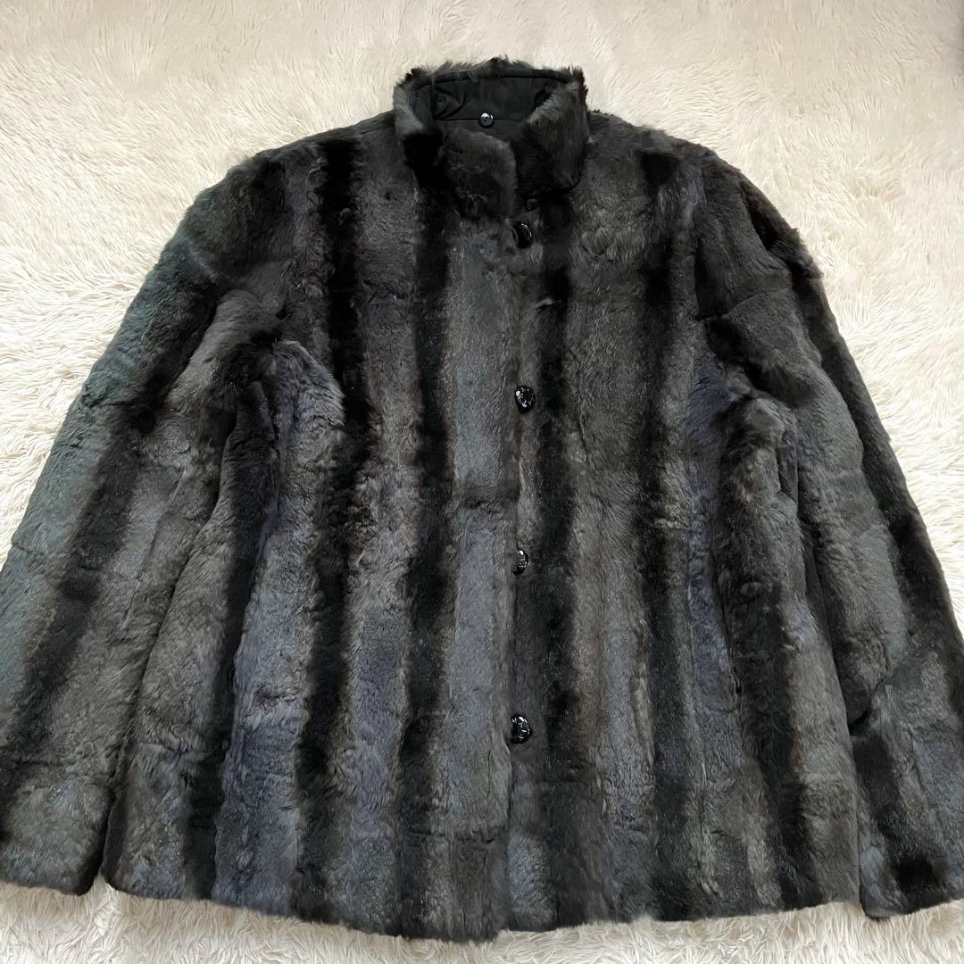 ✨シルク×ブルーフォックス✨バルマンBALMAIN 毛皮 総柄 リバーシブル 銀