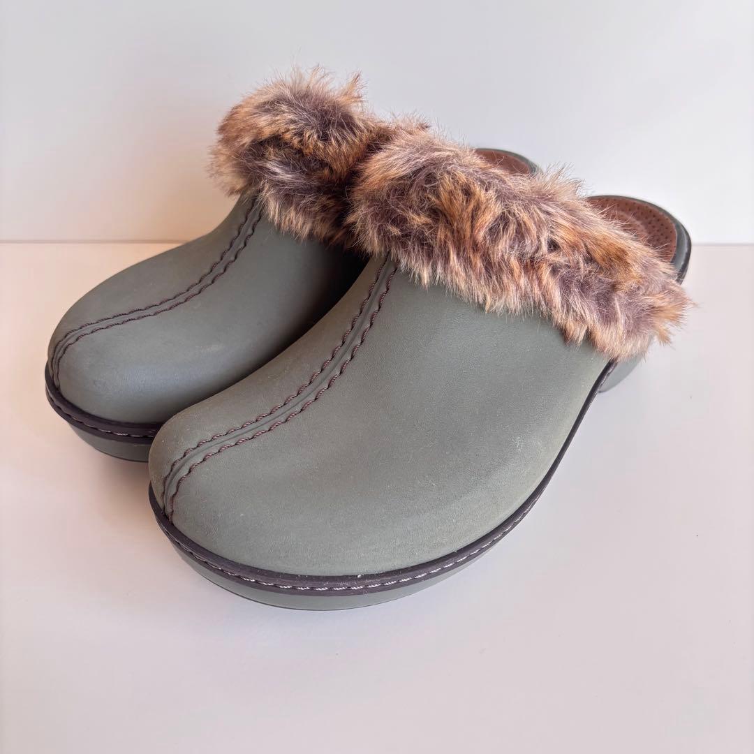 【美品】crocs コブラー　クロックス　厚底　サボ　ボア付　クロッグ