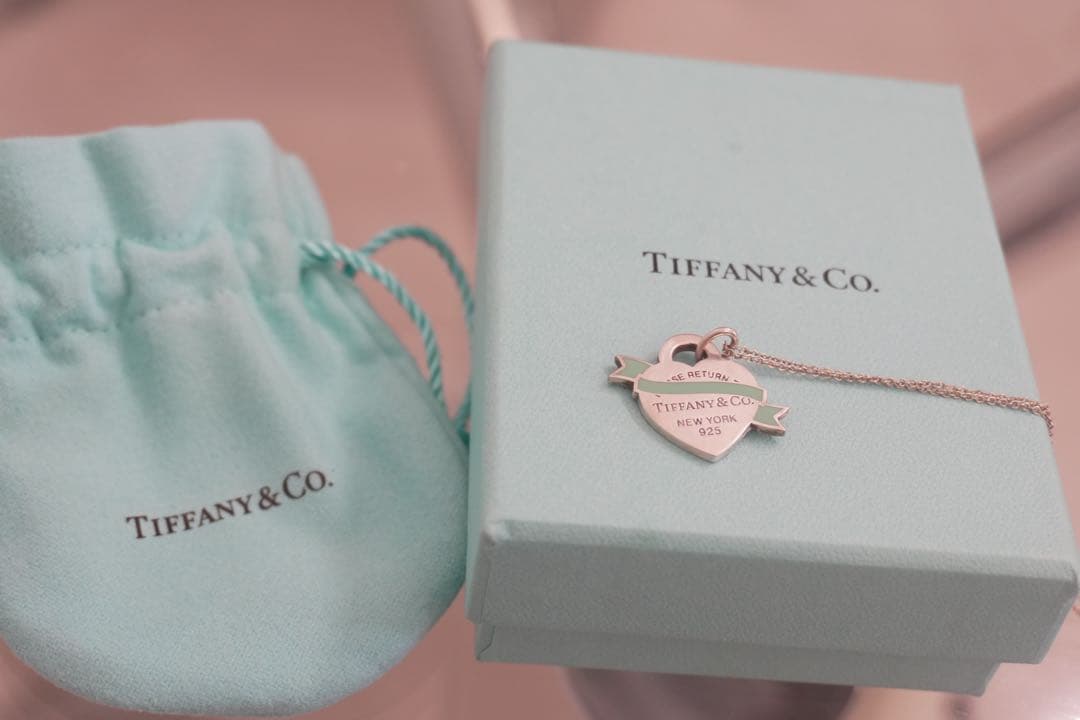 希少品 ティファニーリターントゥ ハートタグ リボン ブルーエナメルネックレス