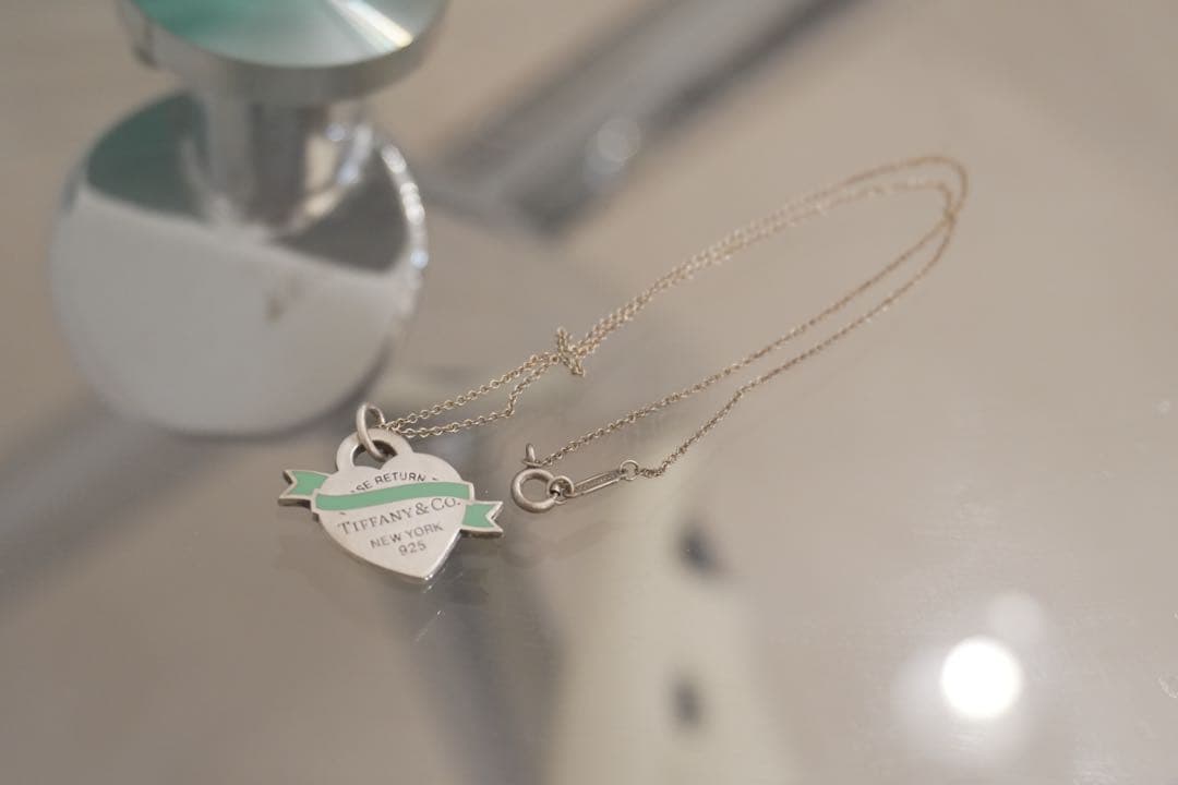 希少品 ティファニーリターントゥ ハートタグ リボン ブルーエナメルネックレス