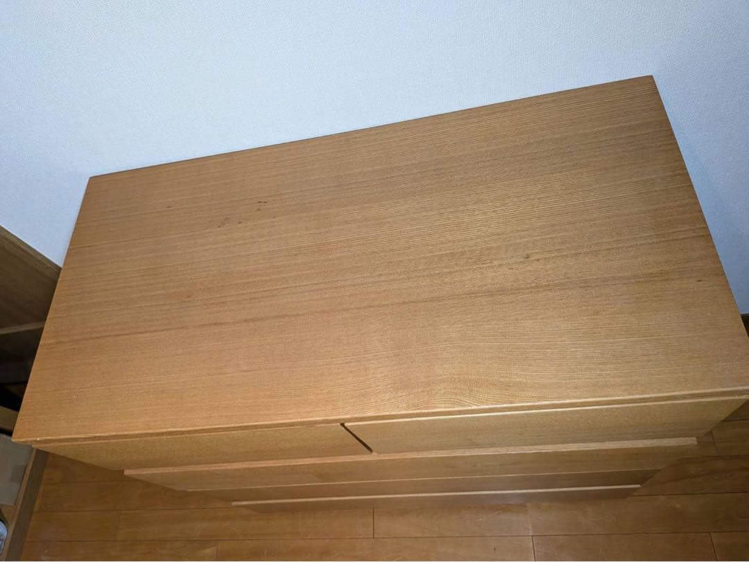 ■送料込■無印 木製チェスト タモ材 4段ワイド 衣類収納 廃盤 タンス 棚