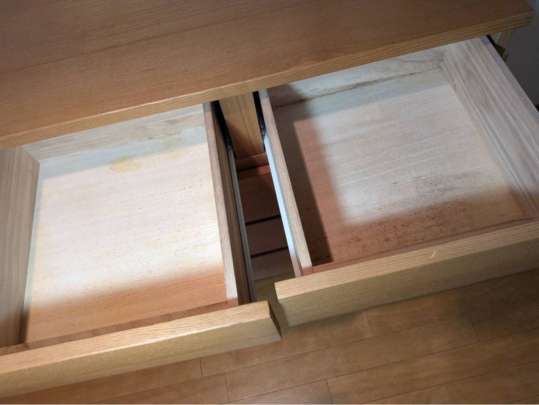 ■送料込■無印 木製チェスト タモ材 4段ワイド 衣類収納 廃盤 タンス 棚