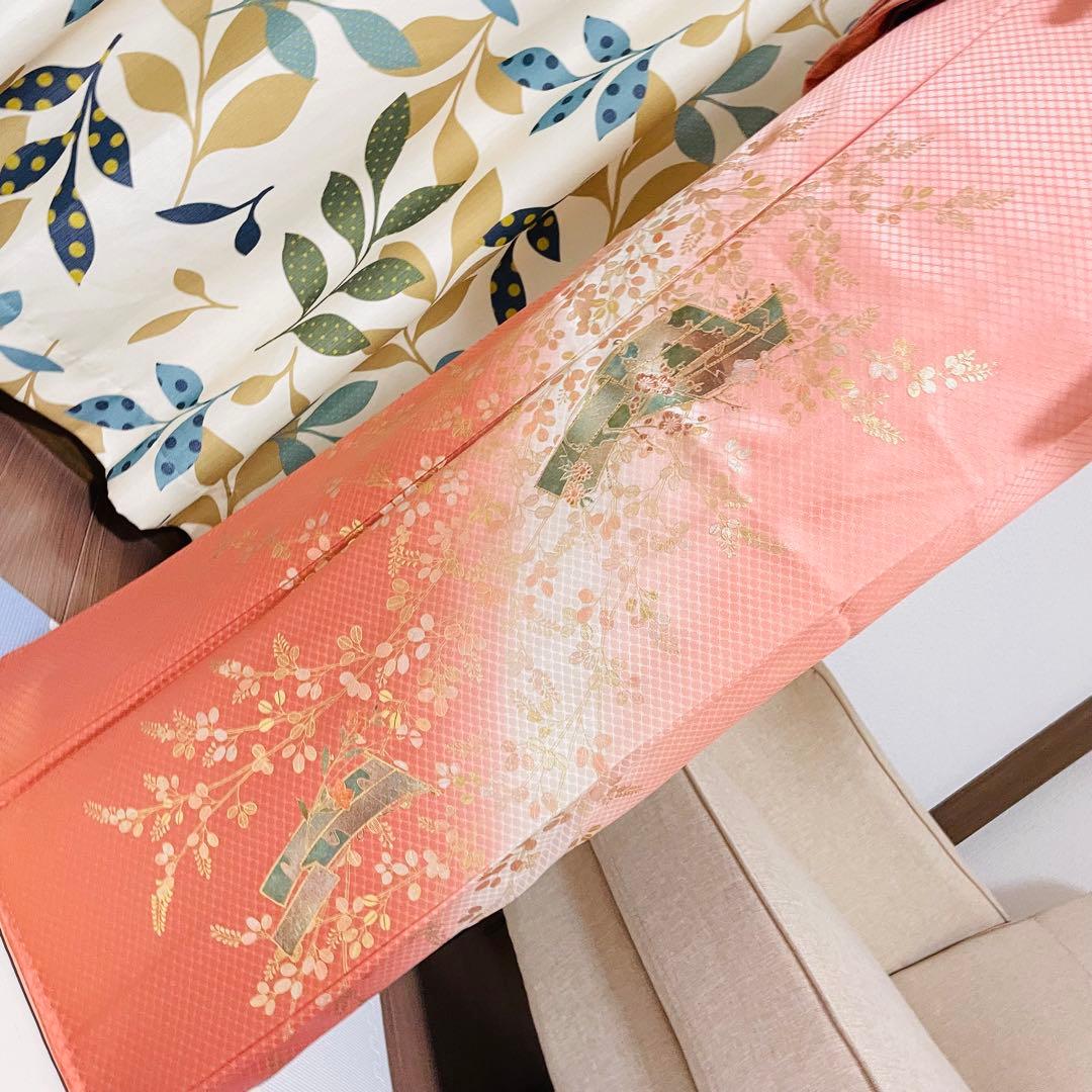 オレンジ 友禅 4点 フルセット 訪問着 入学式 卒業式 入園式 春 秋 冬