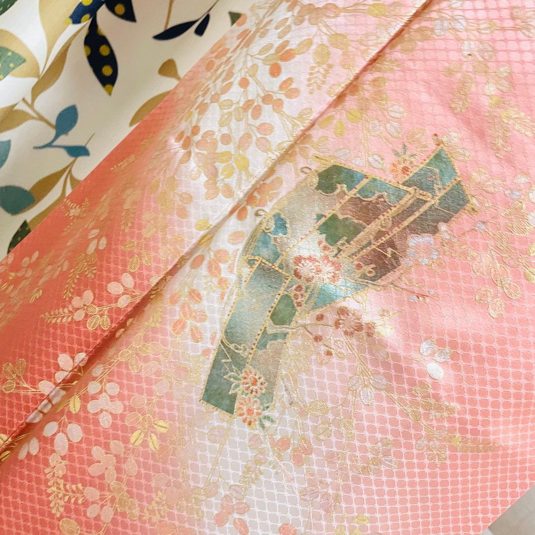 オレンジ 友禅 4点 フルセット 訪問着 入学式 卒業式 入園式 春 秋 冬