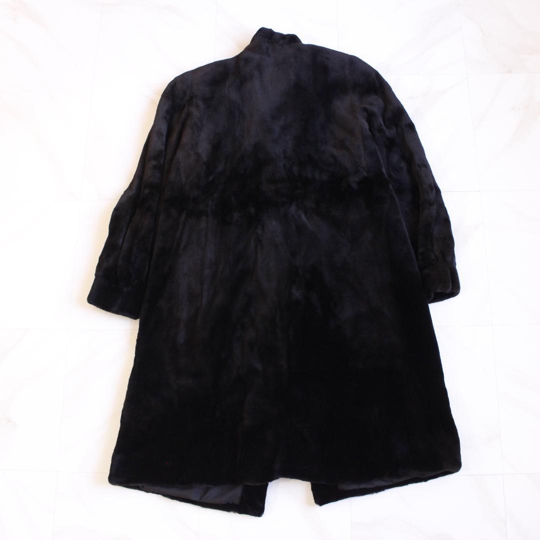 ロングシェアードミンク ブラック ファーコート Fサイズ