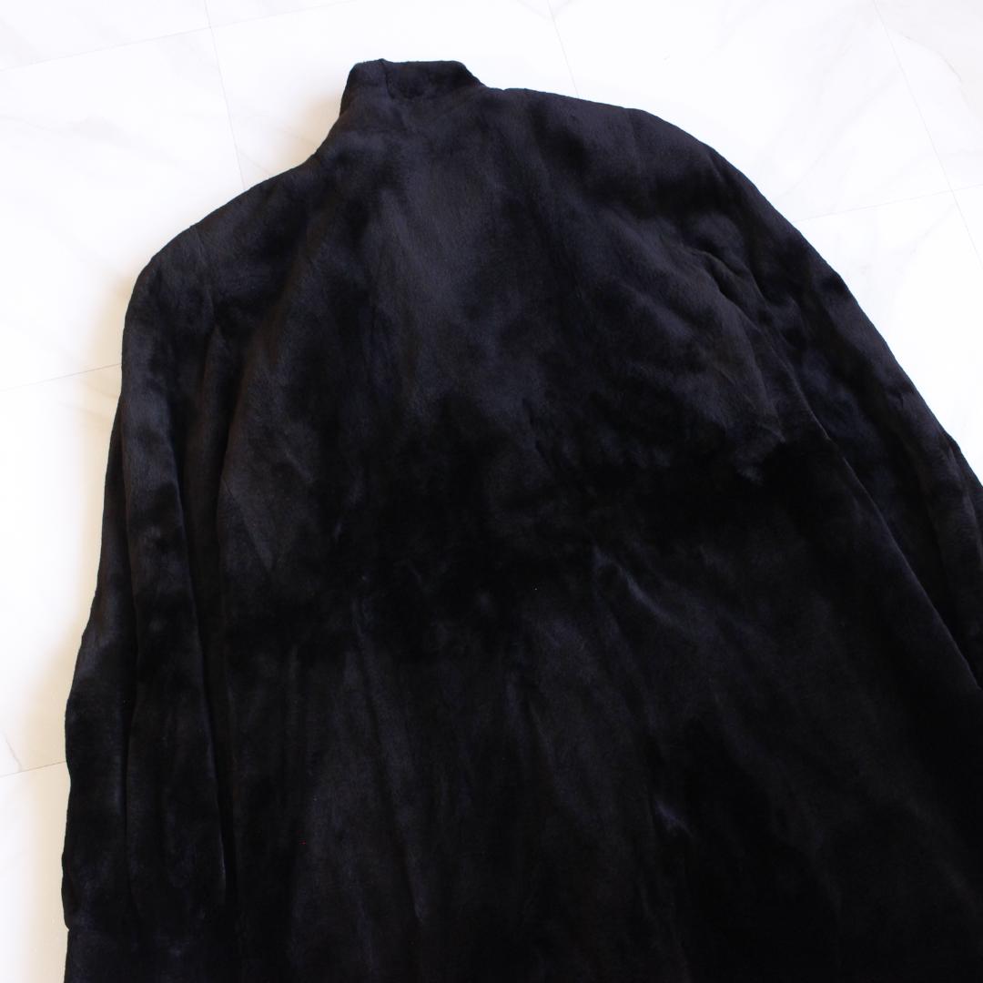 ロングシェアードミンク ブラック ファーコート Fサイズ