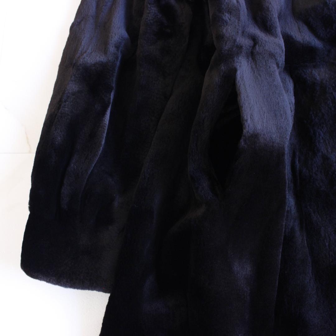 ロングシェアードミンク ブラック ファーコート Fサイズ