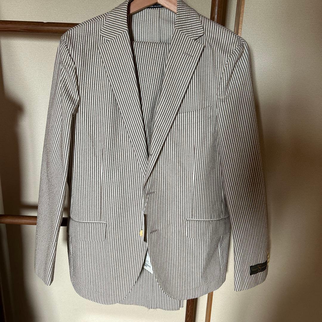 ozzyシアサッカースーツTESSUTI SONORO ブラウン