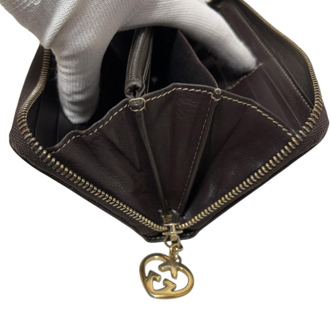 GUCCI グッチ GGキャンバス ラブリーハート ラウンドジップ 長財布