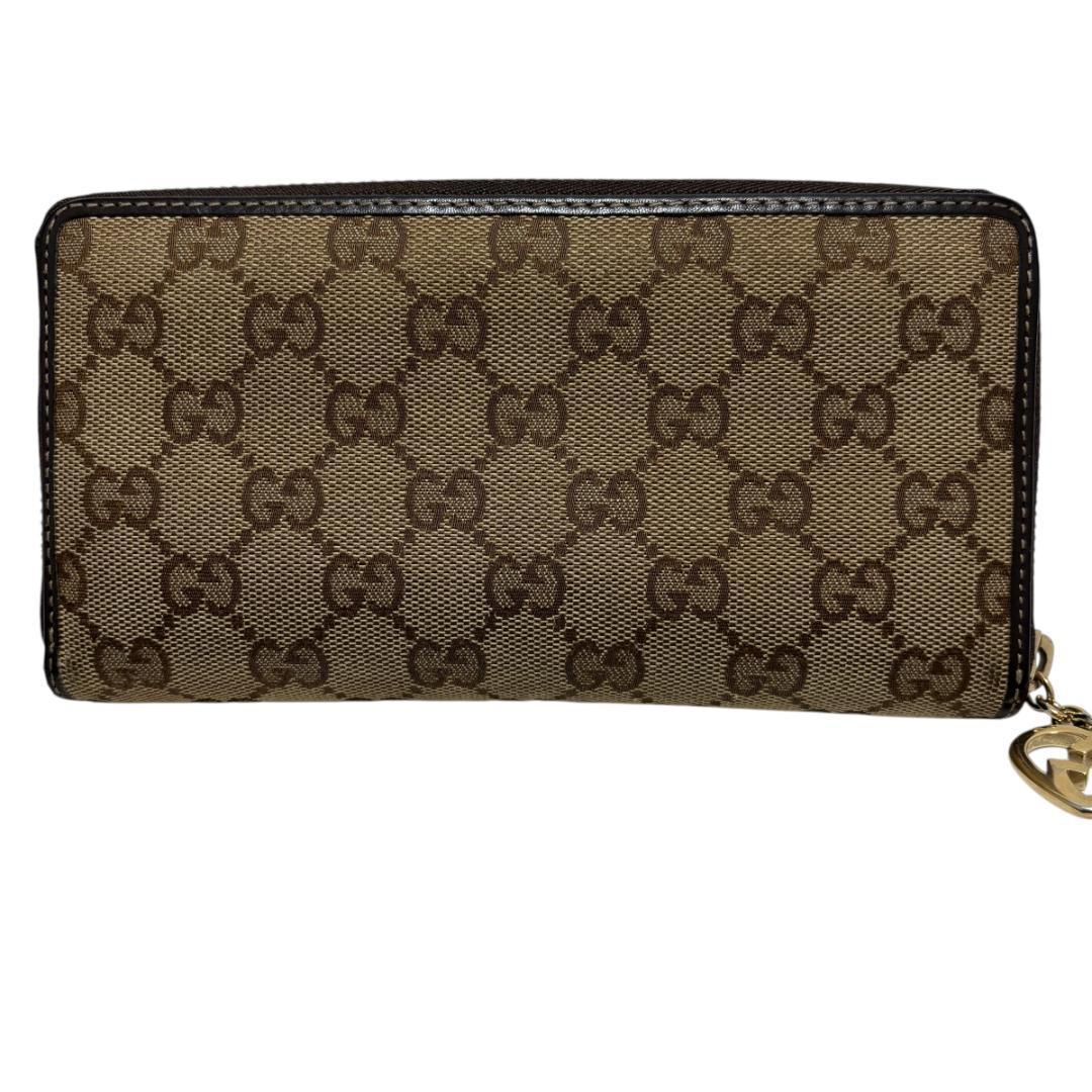 GUCCI グッチ GGキャンバス ラブリーハート ラウンドジップ 長財布