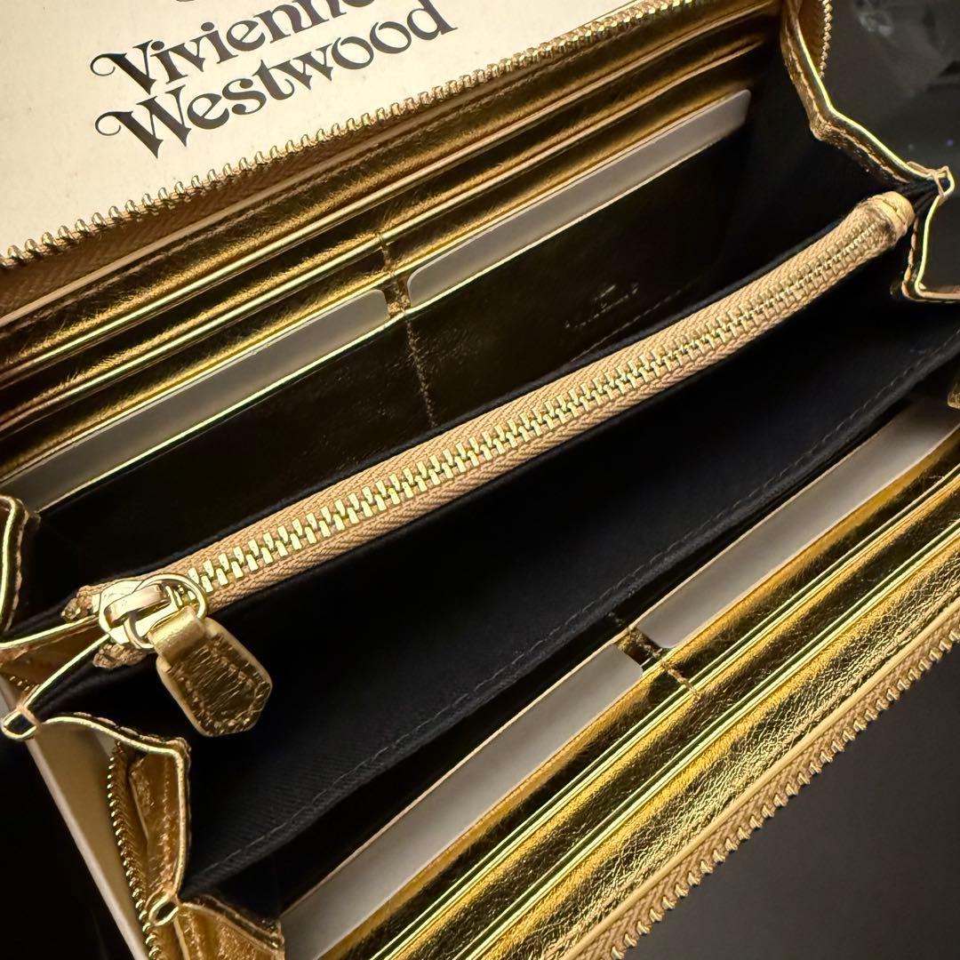 【箱付未使用品】ヴィヴィアンウエストウッド ラウンドファスナー 長財布 ゴールド