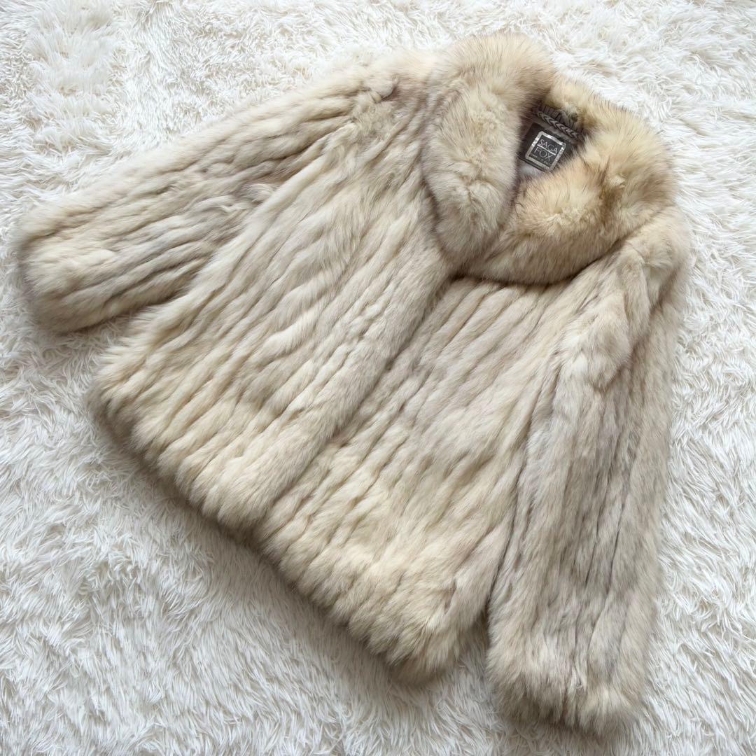 SAGA FOX 銀タグ 本毛皮コート 高級フォックスファー　11号　アイボリー