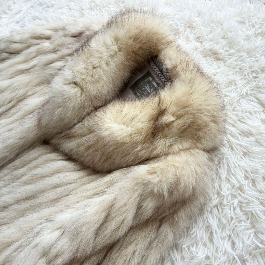 SAGA FOX 銀タグ 本毛皮コート 高級フォックスファー　11号　アイボリー