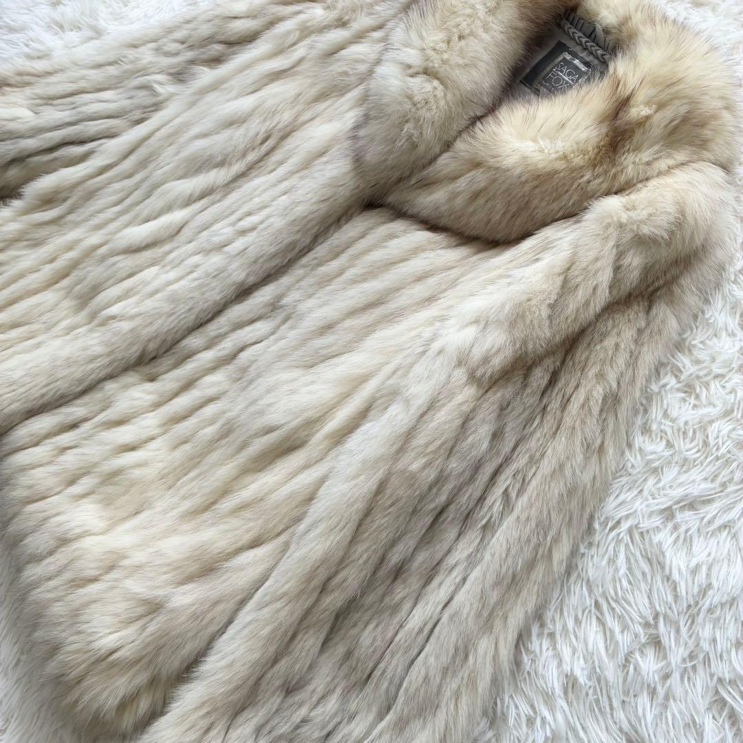 SAGA FOX 銀タグ 本毛皮コート 高級フォックスファー　11号　アイボリー