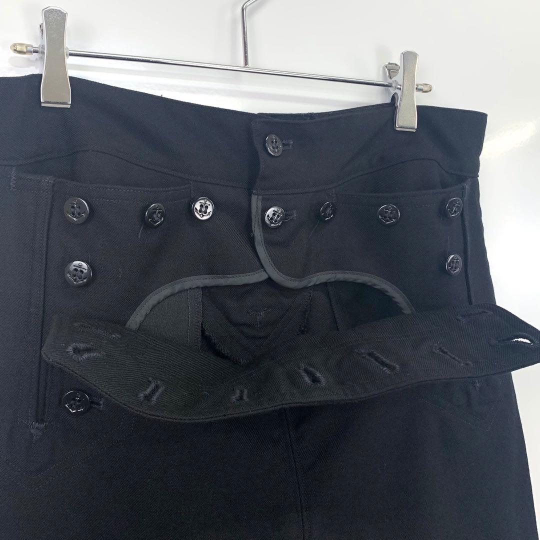 ステーキ様90sヴィンテージウールセーラーパンツ黒ブラックレースアップワイド