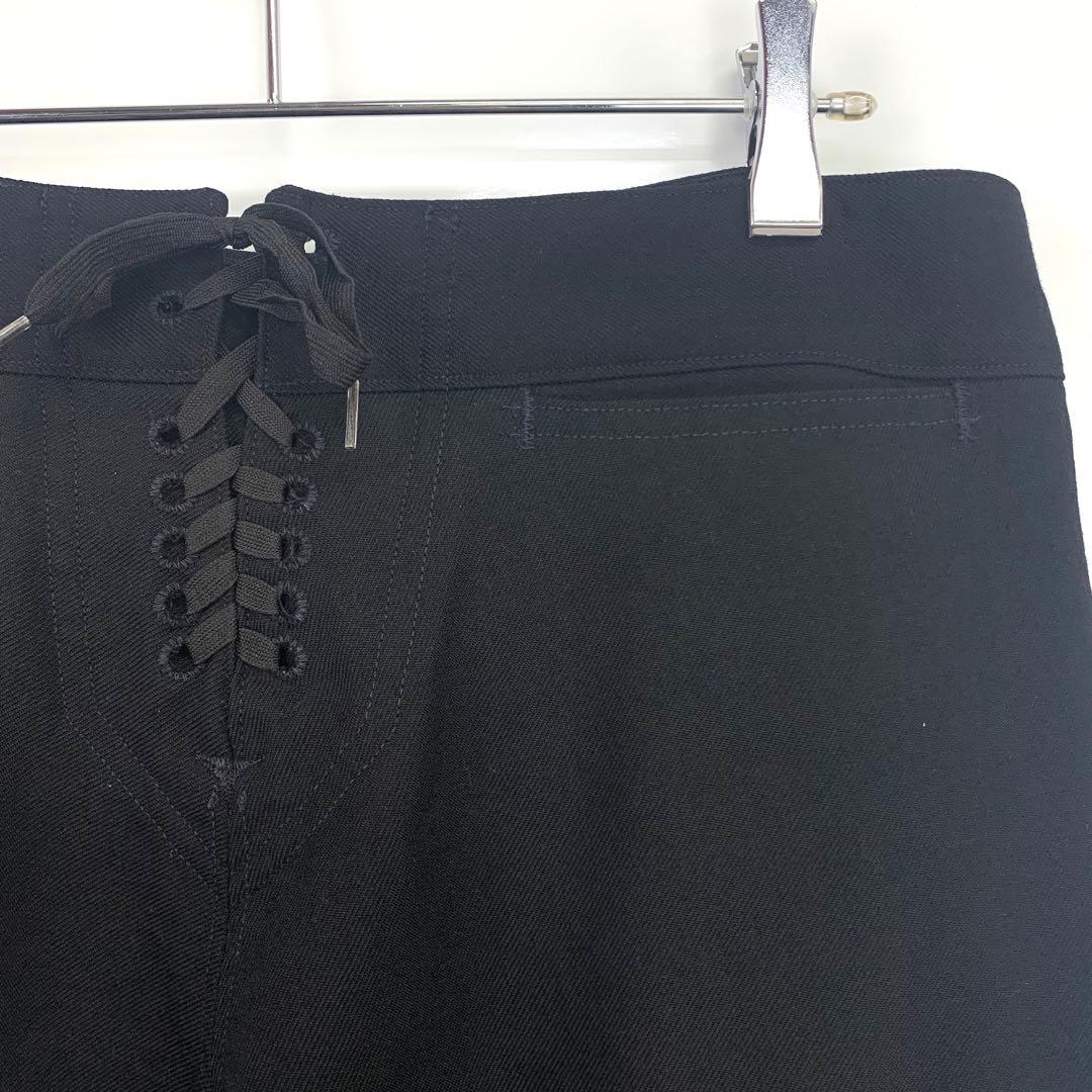 ステーキ様90sヴィンテージウールセーラーパンツ黒ブラックレースアップワイド