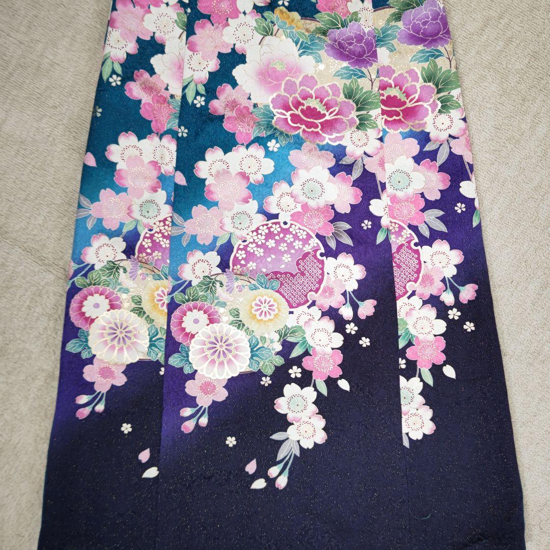 zunezune 振袖ドレス ノースリーブ 着物リメイク ターコイズブルー