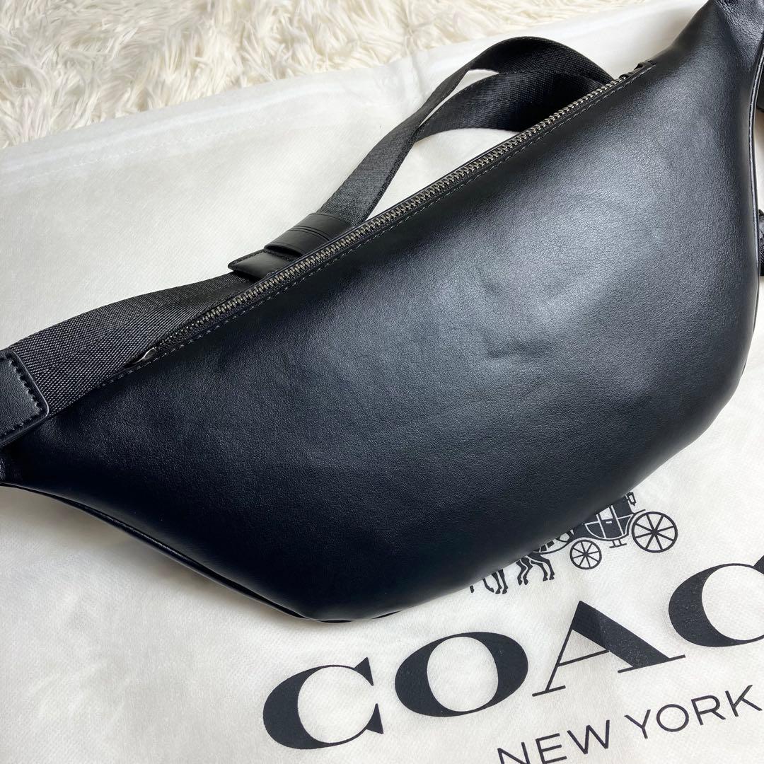 COACH＊ウエストバッグ シグネチャー チャコールレザー