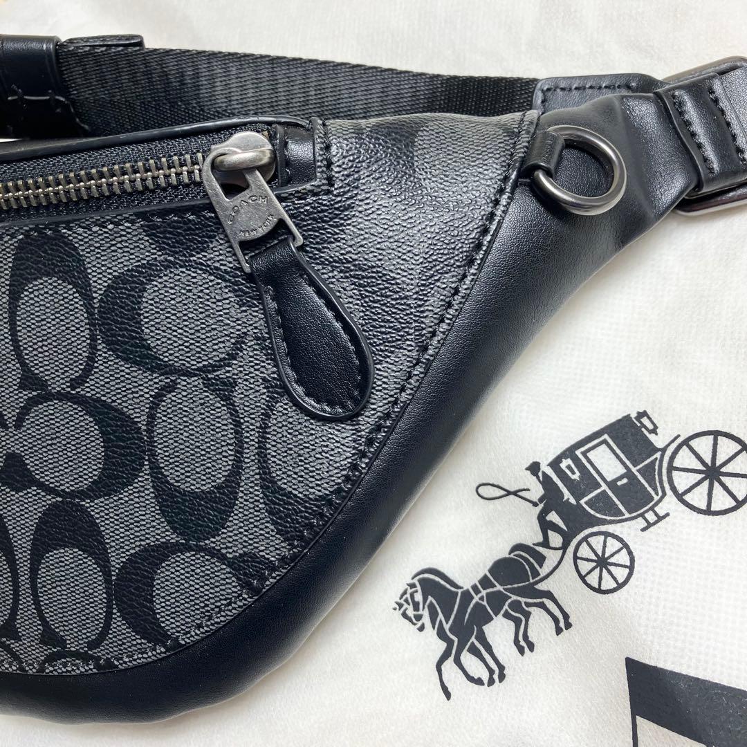 COACH＊ウエストバッグ シグネチャー チャコールレザー