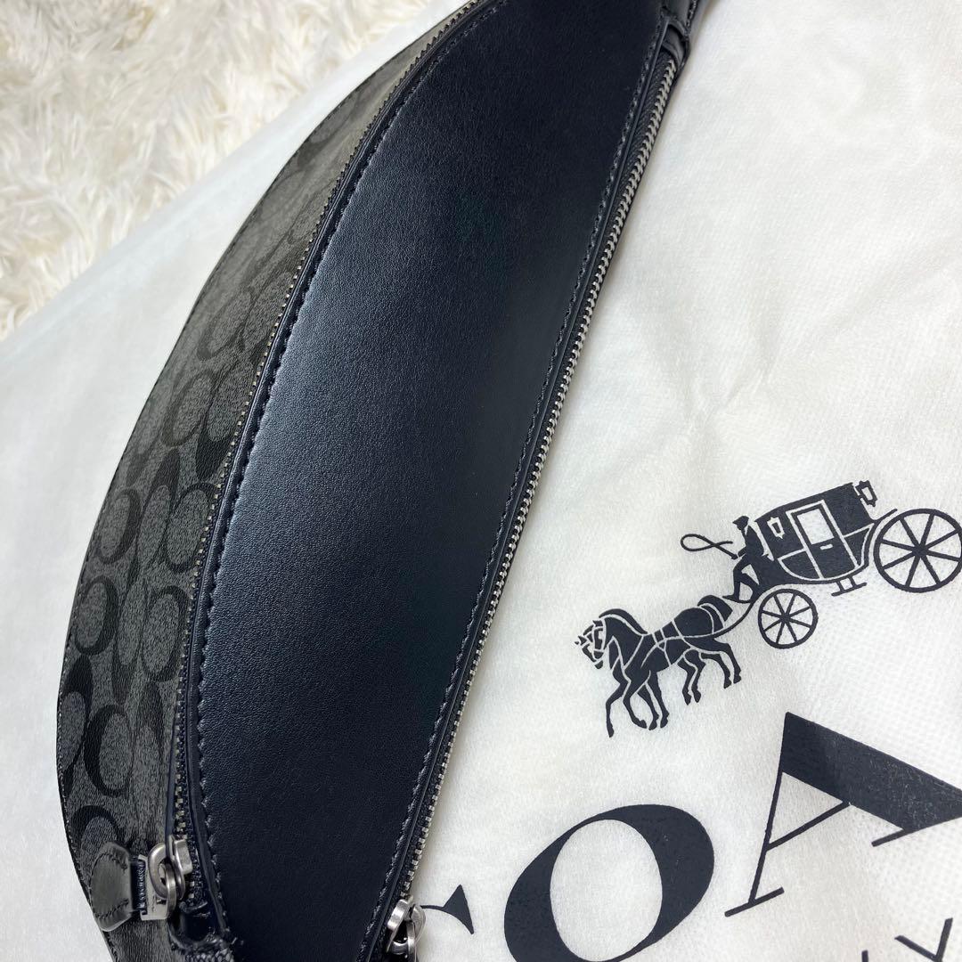 COACH＊ウエストバッグ シグネチャー チャコールレザー
