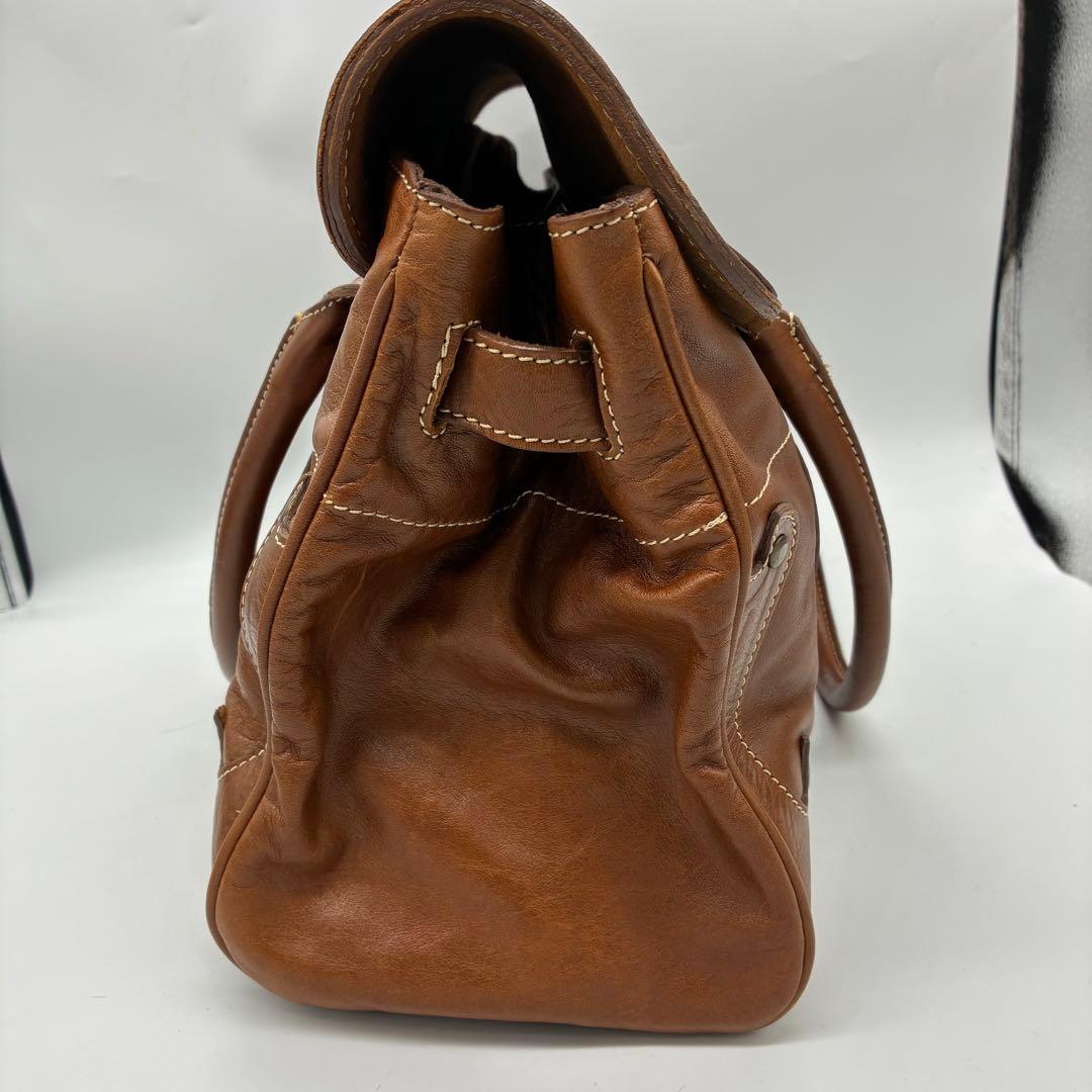 良品】inci ハンドバッグ　トートバッグ　ブラウン　レザー　ターンロック