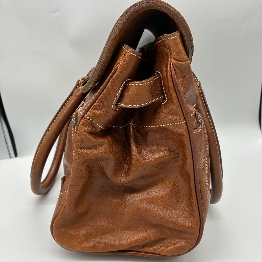 良品】inci ハンドバッグ　トートバッグ　ブラウン　レザー　ターンロック