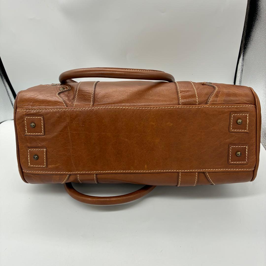 良品】inci ハンドバッグ　トートバッグ　ブラウン　レザー　ターンロック