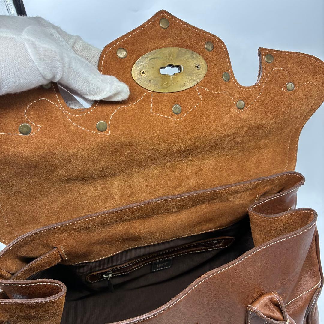 良品】inci ハンドバッグ　トートバッグ　ブラウン　レザー　ターンロック