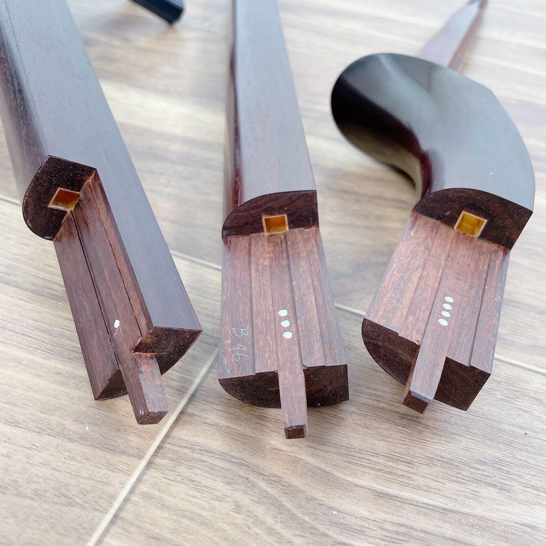 高級三味線 細棹 金細 紅木 子持ち綾杉胴 二本溝 和楽器