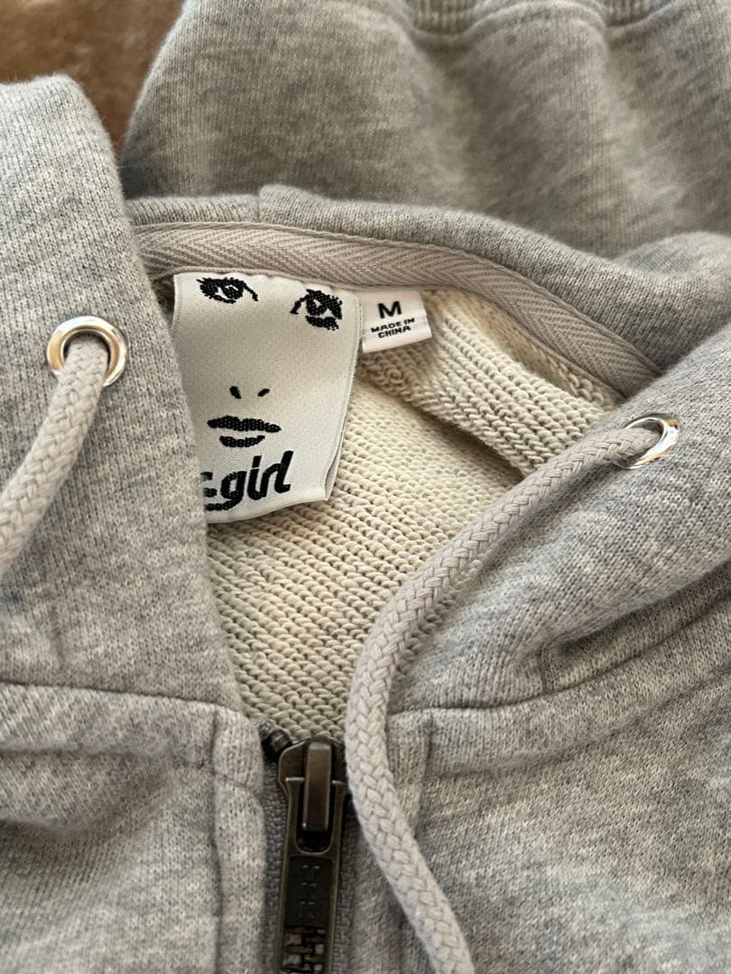 X-girl トライバルハートジップアップフーディ Mサイズ グレー