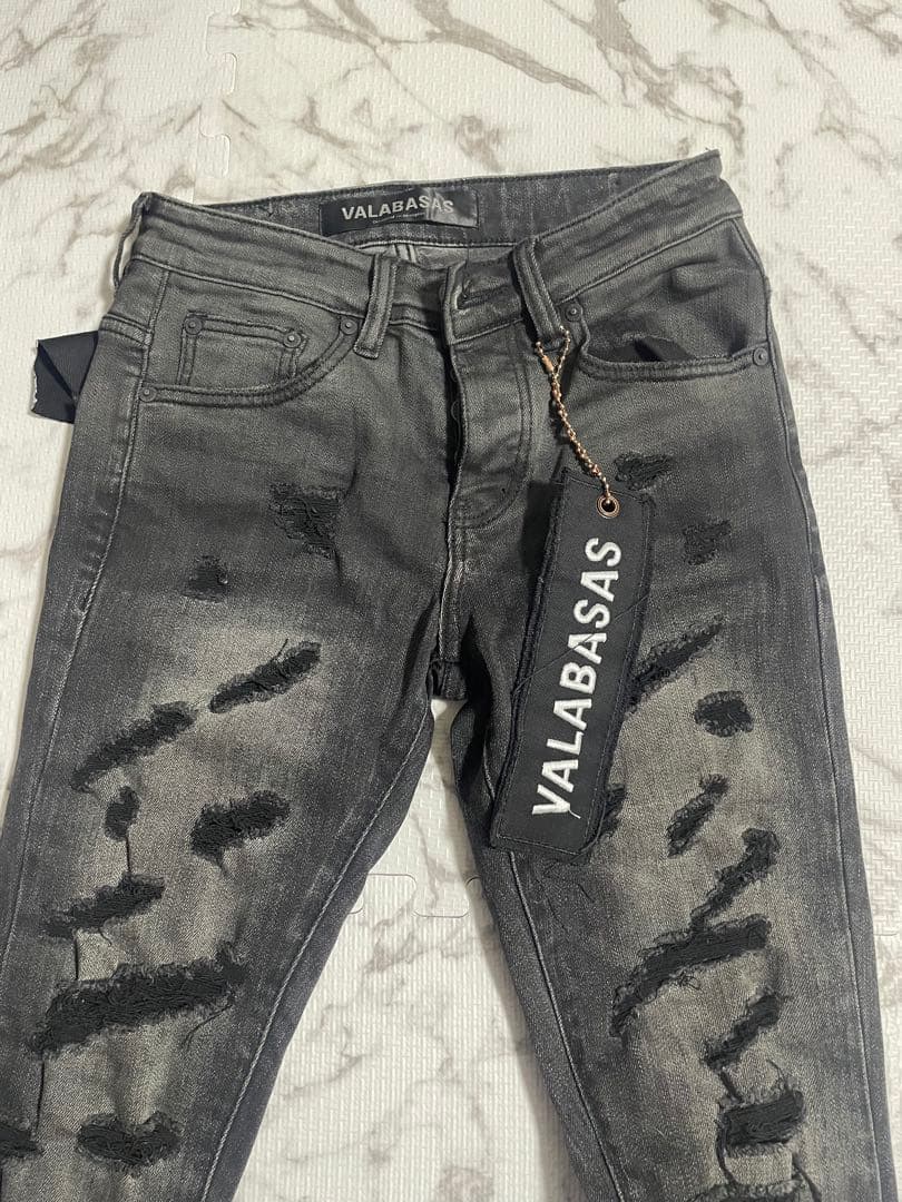 VALABASAS バラバザス ダメージデニム ブラックスキニーUSラッパー着用