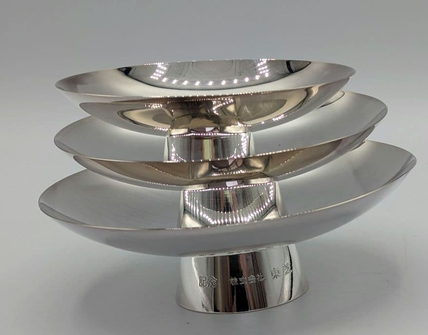 純銀　三重盃　天賞堂　桐箱付き　純銀刻印あり　東芝