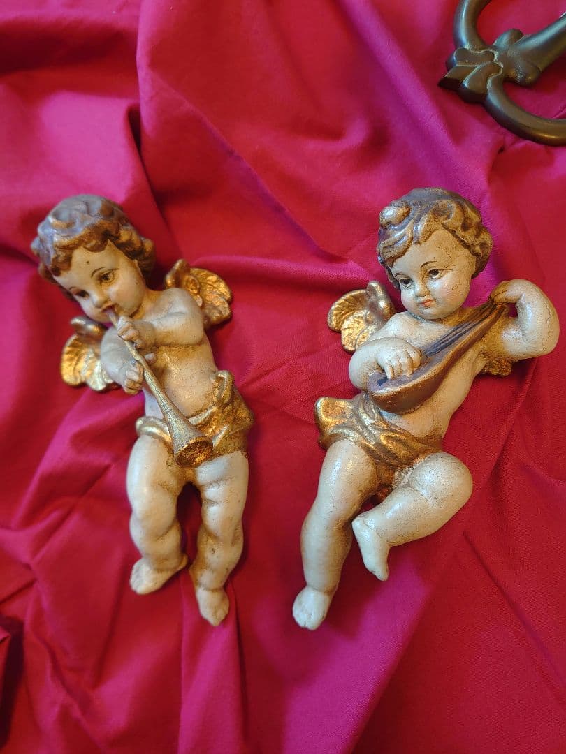 アンティーク オーストリア 天使ペア 壁飾り