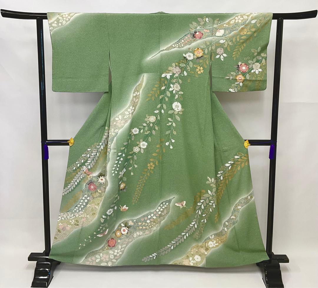グリーン色グラデーション辻ヶ花訪問着