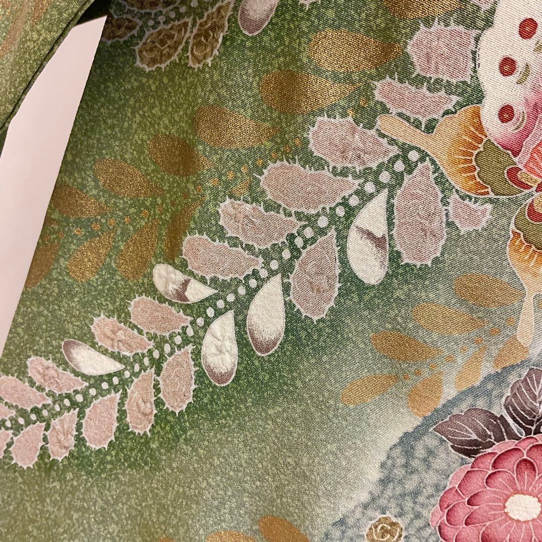 グリーン色グラデーション辻ヶ花訪問着