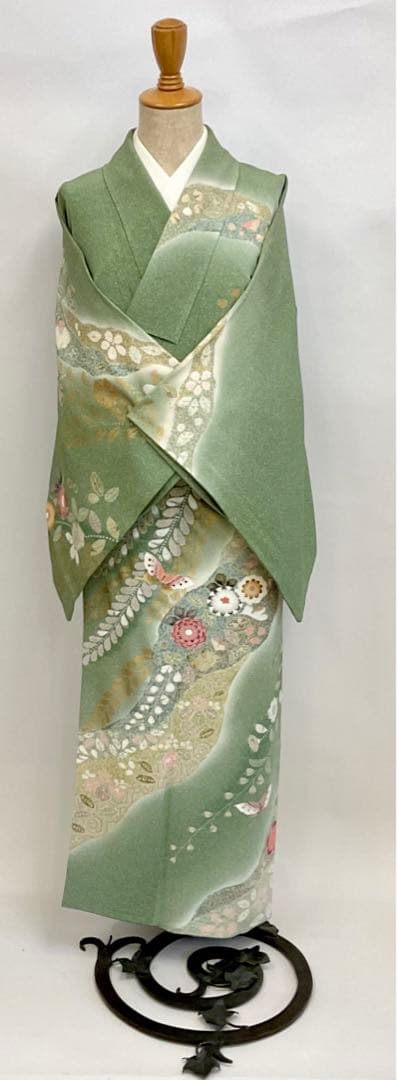 グリーン色グラデーション辻ヶ花訪問着