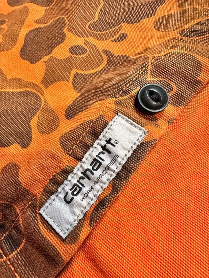 美品 カーハート WIP ダックシャツ ハンターカモ ターメリックオレンジ XL